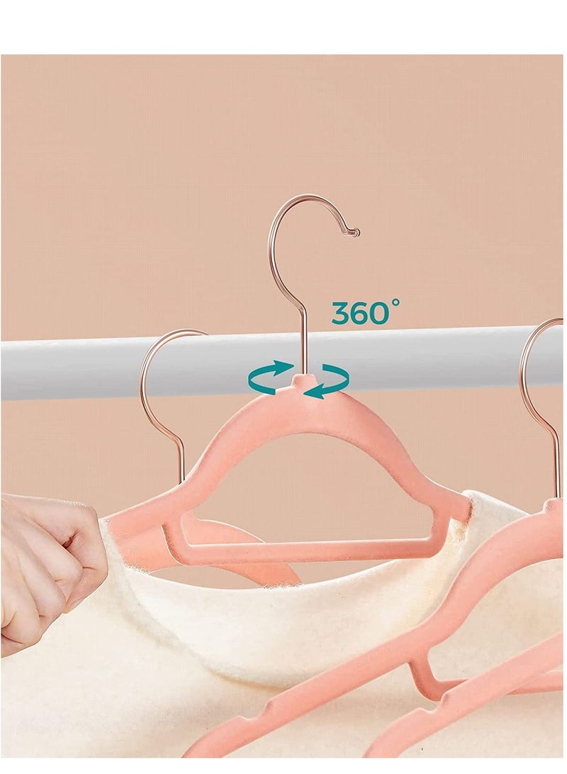 ABS Flocked Non-Slip Clothes Hanger, Non-Tracking Clothes Hanger, Household Clothes Hanger, Pink, 100pcs