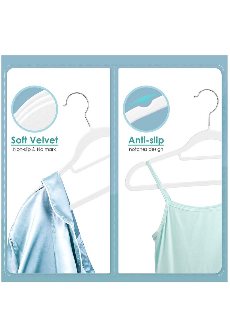 ABS Flocked Non-Slip Clothes Hanger, Non-Tracking Clothes Hanger, Household Clothes Hanger, White, 100pcs