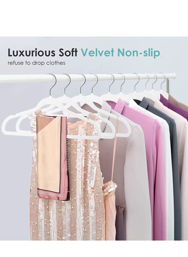 ABS Flocked Non-Slip Clothes Hanger, Non-Tracking Clothes Hanger, Household Clothes Hanger, White, 100pcs