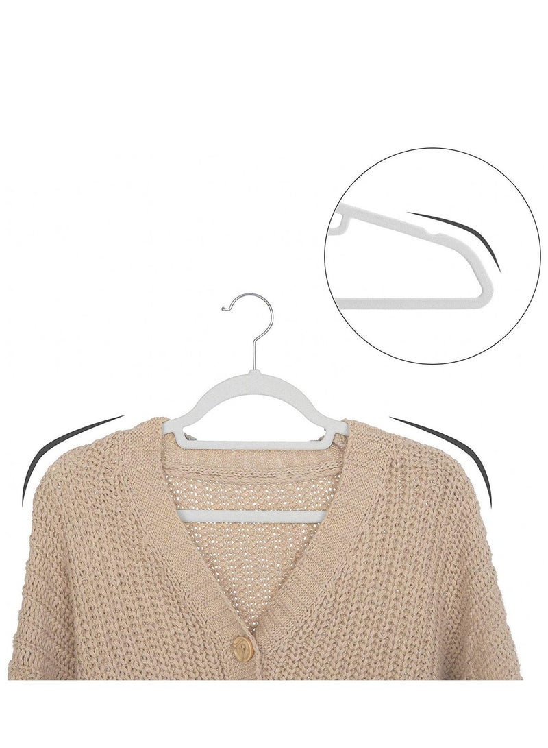 ABS Flocked Non-Slip Clothes Hanger, Non-Tracking Clothes Hanger, Household Clothes Hanger, White, 100pcs