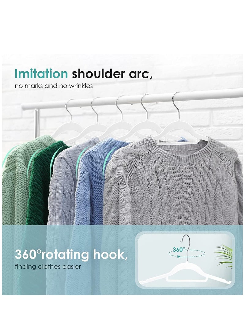 ABS Flocked Non-Slip Clothes Hanger, Non-Tracking Clothes Hanger, Household Clothes Hanger, White, 100pcs
