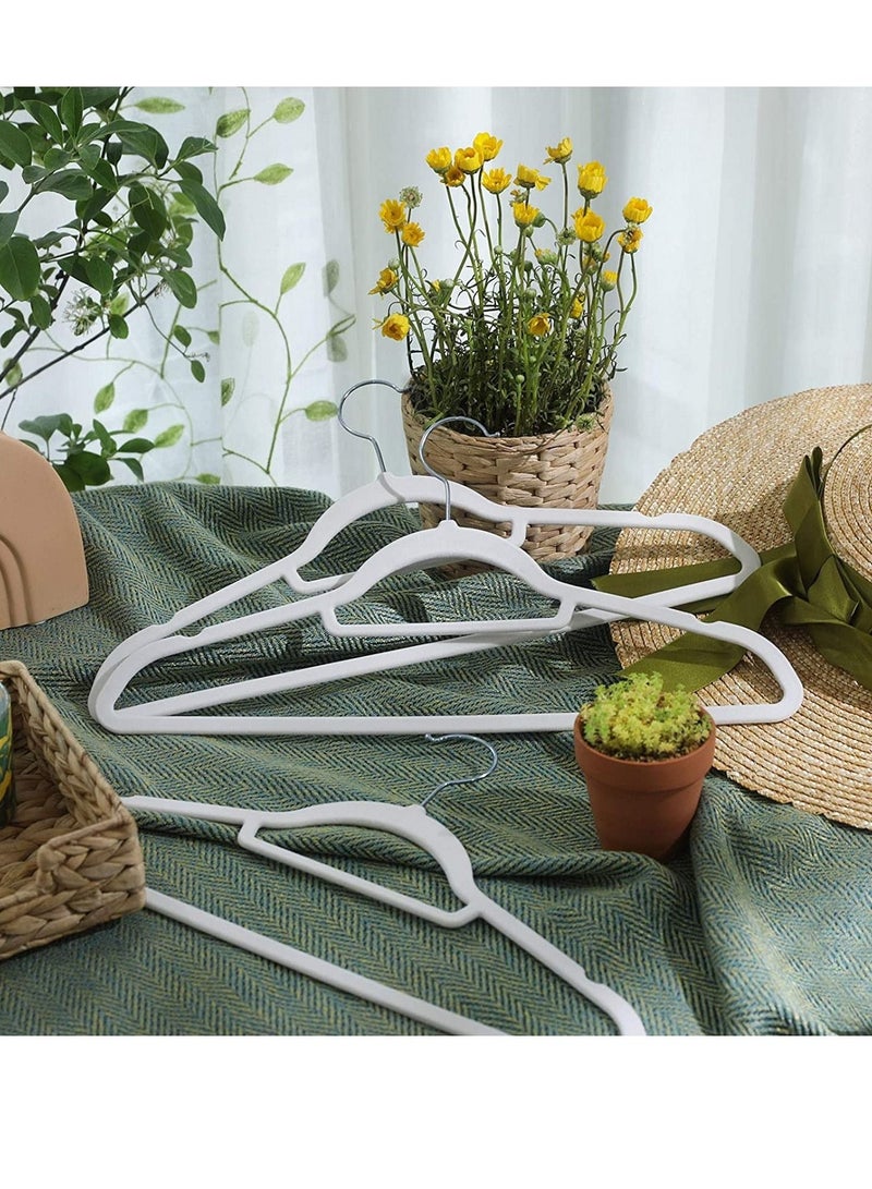 ABS Flocked Non-Slip Clothes Hanger, Non-Tracking Clothes Hanger, Household Clothes Hanger, White, 100pcs