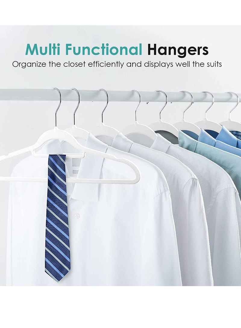 ABS Flocked Non-Slip Clothes Hanger, Non-Tracking Clothes Hanger, Household Clothes Hanger, White, 100pcs
