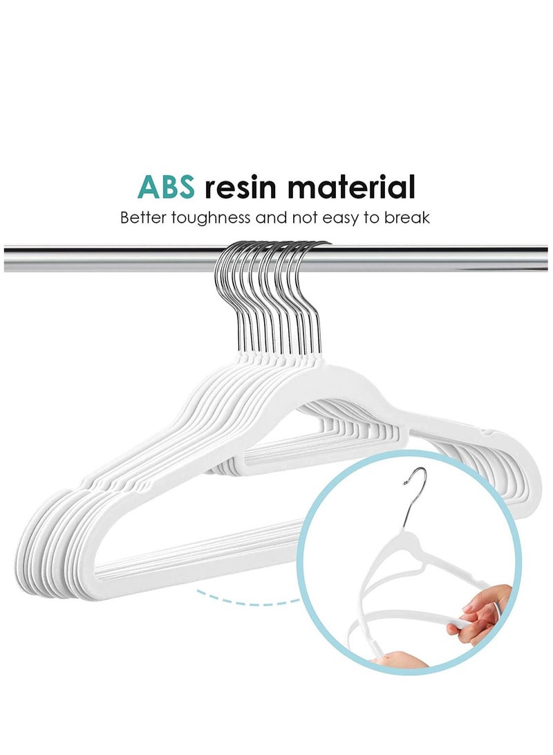 ABS Flocked Non-Slip Clothes Hanger, Non-Tracking Clothes Hanger, Household Clothes Hanger, White, 100pcs