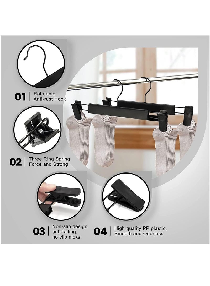 20 Pack Pants Hangers with Adjustable Anti-Rust Clips for Pants Skirts Clothes Hangers Black (20 Pack)