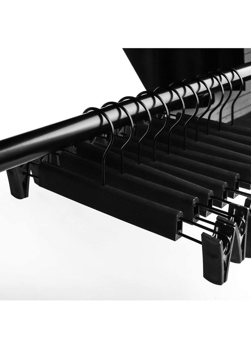 20 Pack Pants Hangers with Adjustable Anti-Rust Clips for Pants Skirts Clothes Hangers Black (20 Pack)