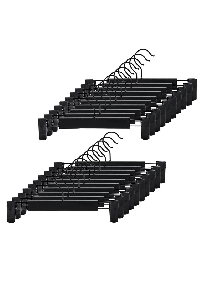 20 Pack Pants Hangers with Adjustable Anti-Rust Clips for Pants Skirts Clothes Hangers Black (20 Pack)