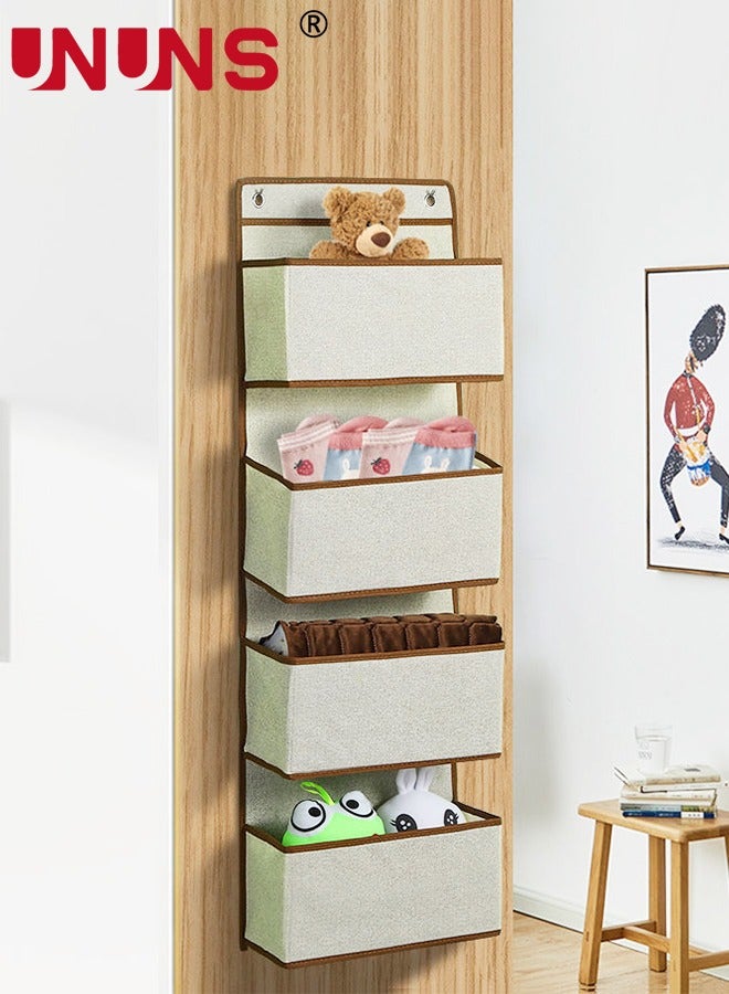 Over Door Hanging Organizer,4-Shelf Behind The Door Storage Organizer With Door Hook,Wall Mount Rack For Clothes Toys Sundries