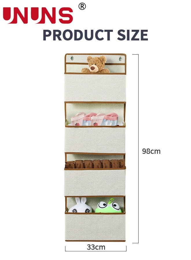 Over Door Hanging Organizer,4-Shelf Behind The Door Storage Organizer With Door Hook,Wall Mount Rack For Clothes Toys Sundries