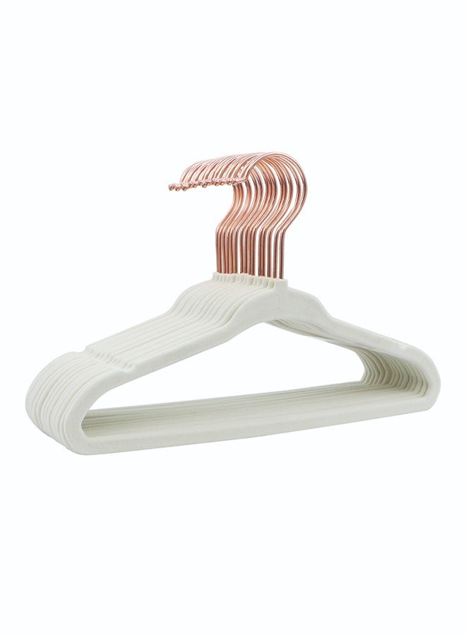 ZOBER Non Slip Rose Gold Hook Baby Velvet Hangers for Closet Toddler Hangers for Shirts, Pants & Daresses | Swivel Hook - Durable Infant Hangers w/Notches (30 PACK, Beige)