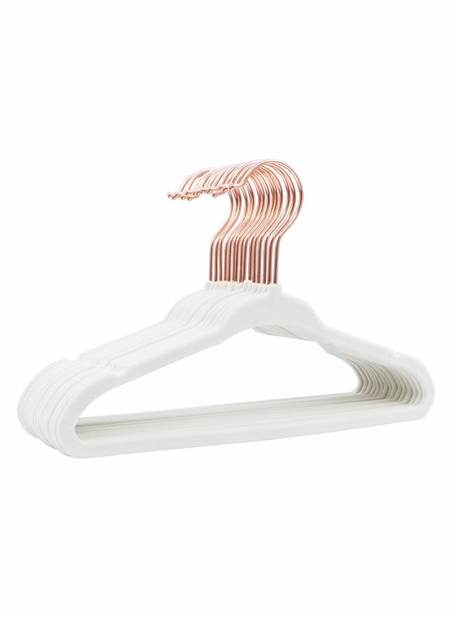 ZOBER Non Slip Rose Gold Hook Baby Velvet Hangers for Closet Toddler Hangers for Shirts, Pants & Dresses | Swivel Hook - Durable Infant Hangers w/Notches (30 PACK, White)