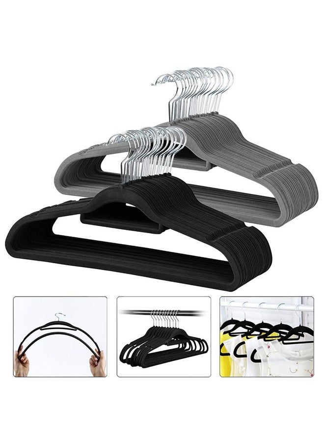 100-Piece Non-Slip Velvet 360 Degree Swivel Hangers Set Black