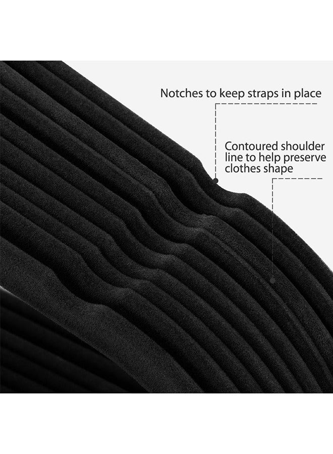 100-Piece Non-Slip Velvet 360 Degree Swivel Hangers Set Black