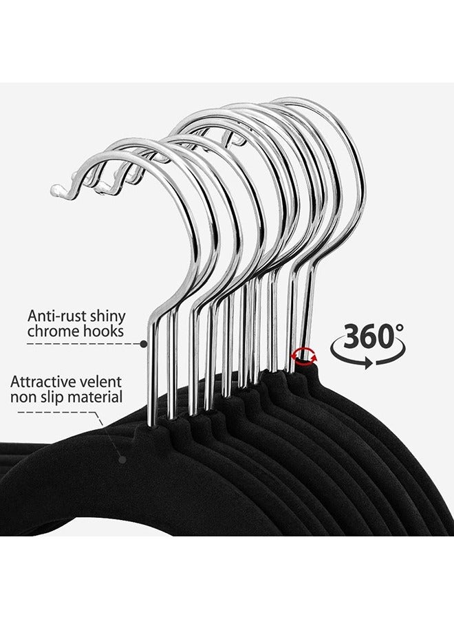 100-Piece Non-Slip Velvet 360 Degree Swivel Hangers Set Black