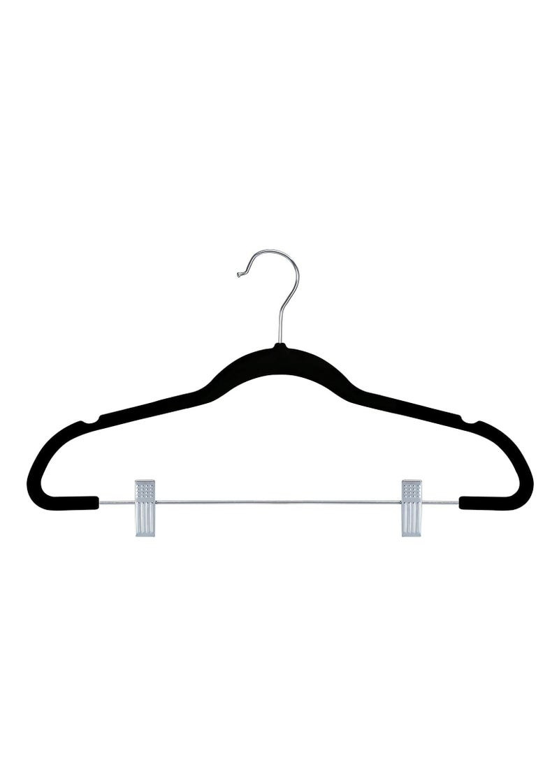 Tycom Non-Slip Velvet Hangers - Suit Hangers (20 Pack) Ultra Thin Space Saving 360 Degree Swivel Hook Clothes Hangers Hold Up-to 10 Lbs, for Coats, Jackets, Pants, Dress Clothe- Metal CLip 20pcs Beige