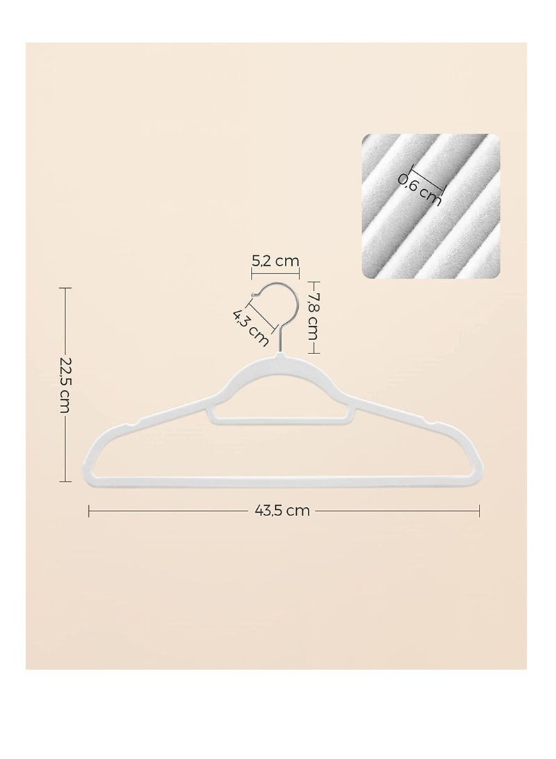 Non Slip Velvet Hangers  Suit Hangers 50 Pack Ultra Thin Space Saving 360 Degree Swivel Hook Clothes Hangers Hold Up to 10 Lbs for Coats Jackets Pants Dress Clothe- With Bar 50pcs White.