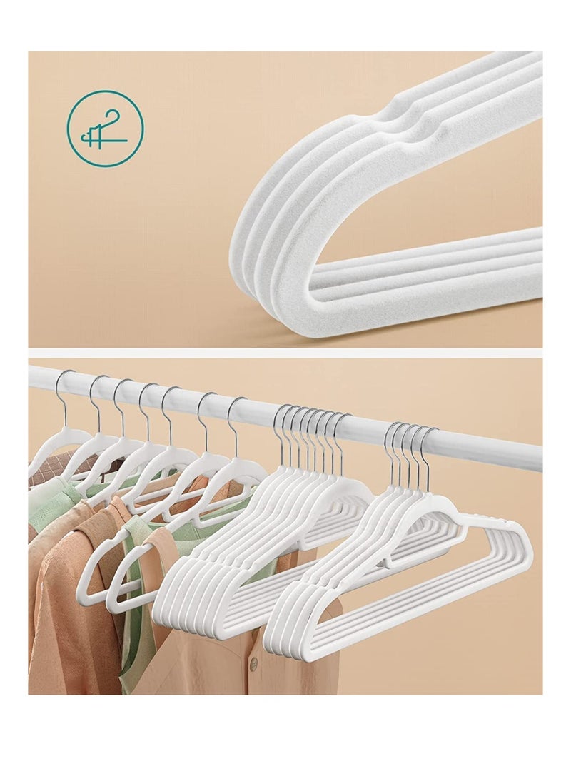 Non Slip Velvet Hangers  Suit Hangers 50 Pack Ultra Thin Space Saving 360 Degree Swivel Hook Clothes Hangers Hold Up to 10 Lbs for Coats Jackets Pants Dress Clothe- With Bar 50pcs White.