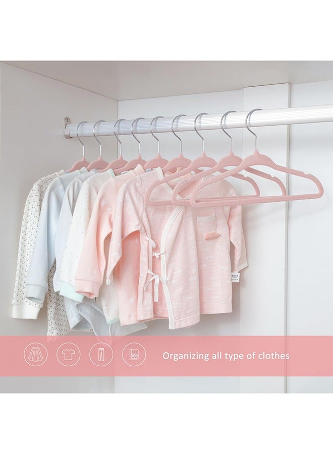 100-Piece Velvet Non-slip Suit Clothes Hangers,360° Rotating Hook Pink