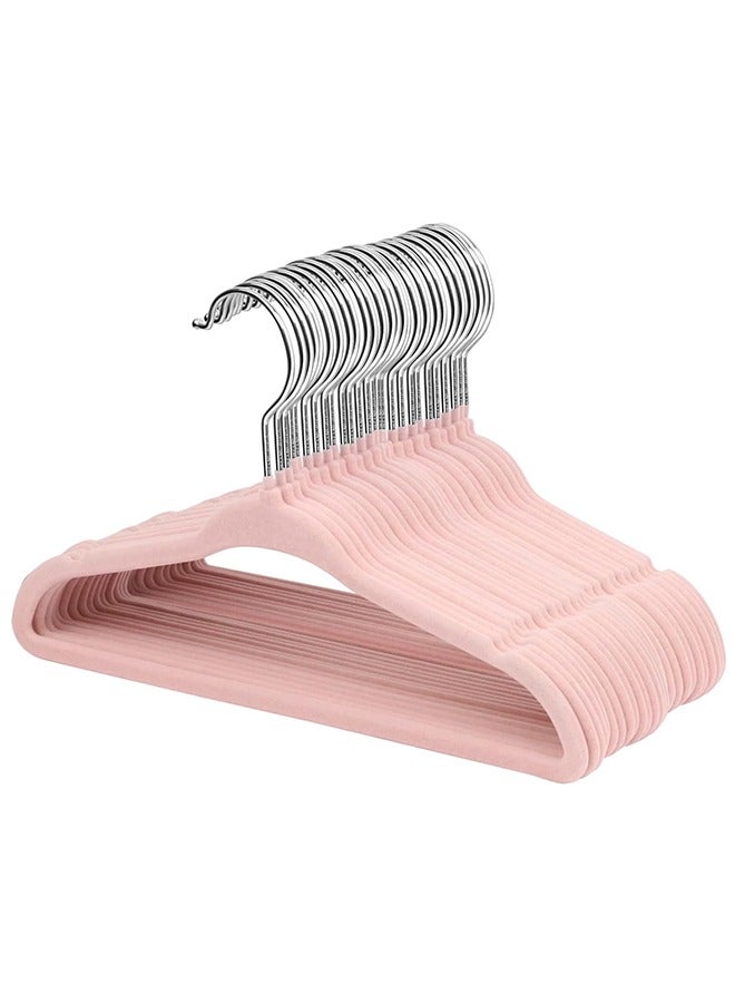 100-Piece Velvet Non-slip Suit Clothes Hangers,360° Rotating Hook Pink