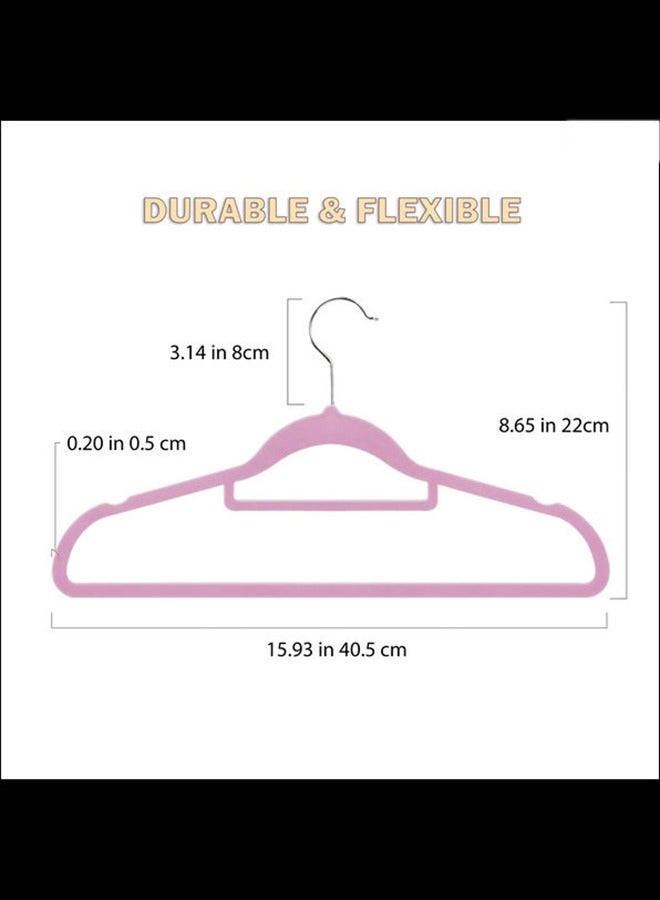 Hangers, 15.9 Inch Pink Velvet Hangers with 1 Pcs Size Dividers Non Slip Nursery Children Closet Clothes Hangers for Infant Toddler Girls and Boys - 100 Pcs