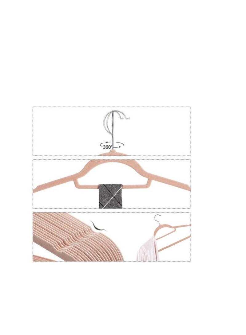 Red Dot Gift 20-Pack Rose-Pink Non-Slip Velvet Hangers & 360 Degree Rotatable Hook - Durable & Slim - Non Slip Hangers For Coat Hangers - Pant Hangers (Rose/Blush Pink, 20 Pack)