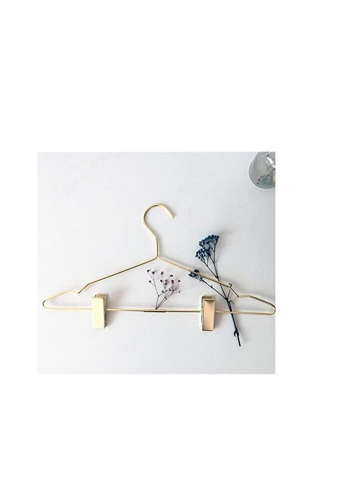 Red Dot Gift 10-Pack Metal Hangers & Clips 16.8 Inch Plated Metal Hanger For Storage & Display (Gold, 10)