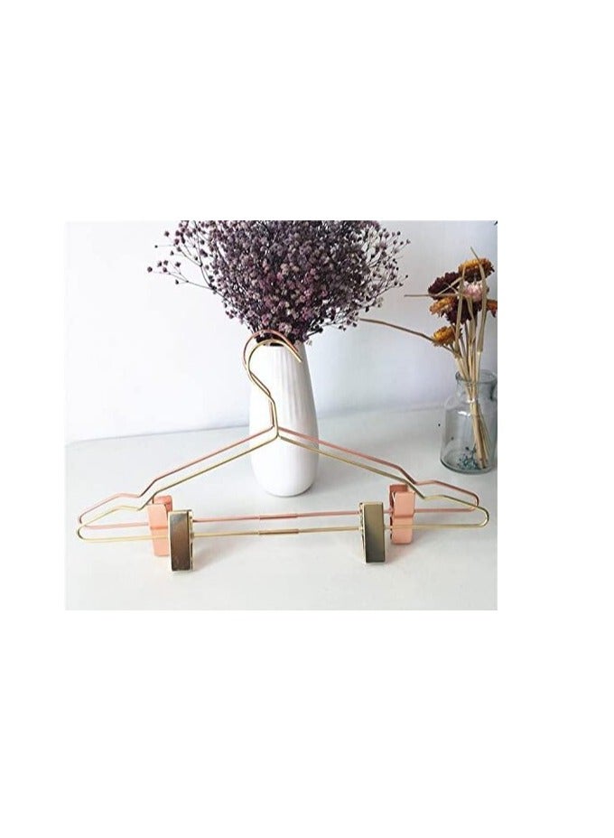 Red Dot Gift 10-Pack Metal Hangers & Clips 16.8 Inch Plated Metal Hanger For Storage & Display (Gold, 10)