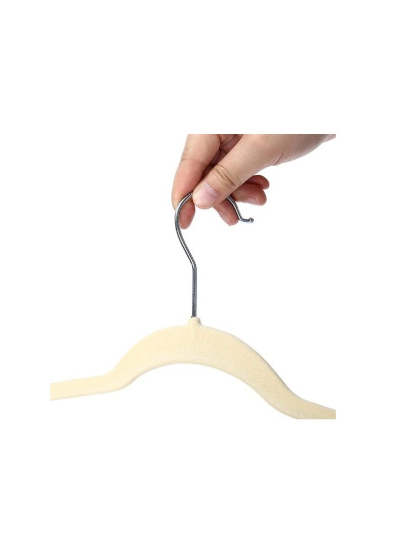 Red Dot Gift 50-Pack Beige Non-Slip Velvet Hangers 44.5cm With 360 Degree Rotatable Hook - Durable & Slim - Non Slip Hangers For Coat Hangers - Pant Hangers (Beige, 50)