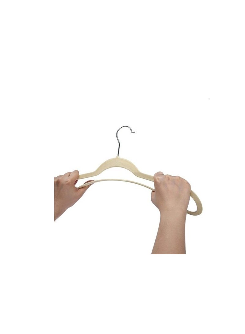 Red Dot Gift 50-Pack Beige Non-Slip Velvet Hangers 44.5cm With 360 Degree Rotatable Hook - Durable & Slim - Non Slip Hangers For Coat Hangers - Pant Hangers (Beige, 50)