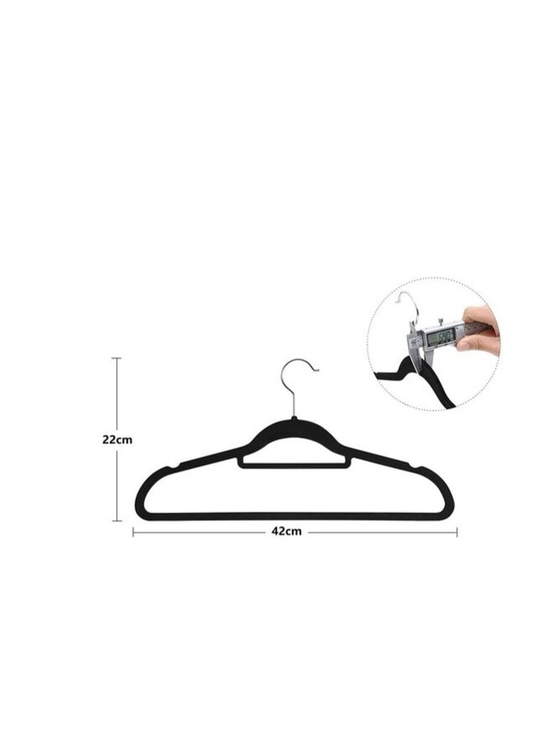Red Dot Gift 20-Pack Black Non-Slip Velvet Hangers & 360 Degree Rotatable Hook - Durable & Slim - Non Slip Hangers For Coat Hangers - Pant Hangers (Black, 20 Pack)
