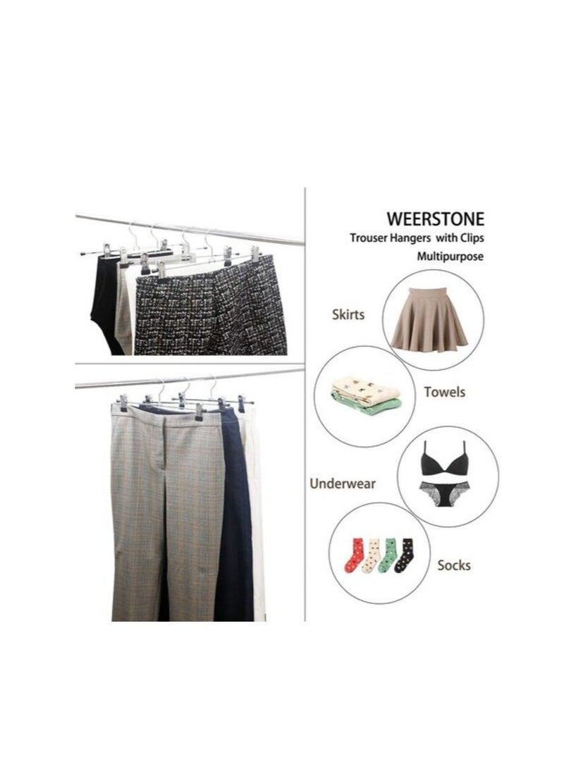 Red Dot Gift 25-Pack Pants Hangers, 12 Inch ( 30cm ) Trouser Hangers, Adjustable Metal Pants Hanger, Skirt Hangers With Clips Space Saving Hangers For Jeans (25)