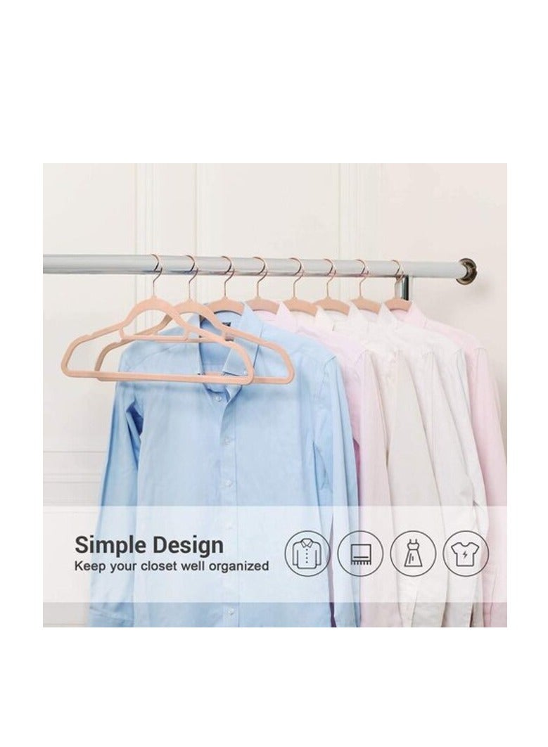 Red Dot Gift50-Pack Rose-Pink Non-Slip Velvet Hangers 42cm/16.8In - With 360 Degree Rotatable Hook - Durable & Slim - Non Slip Hangers For Coat Hangers - Pant Hangers (Rose Pink, 50)