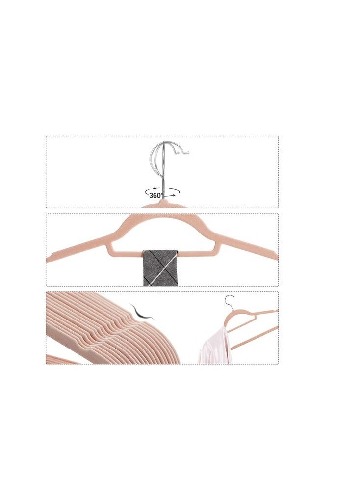 Red Dot Gift 100-Pack Rose-Pink Non-Slip Velvet Hangers 42cm With 360 Degree Rotatable Hook - Durable & Slim - Non Slip Hangers For Coat Hangers - Pant Hangers (Rose/Blush Pink, 100 Pack)