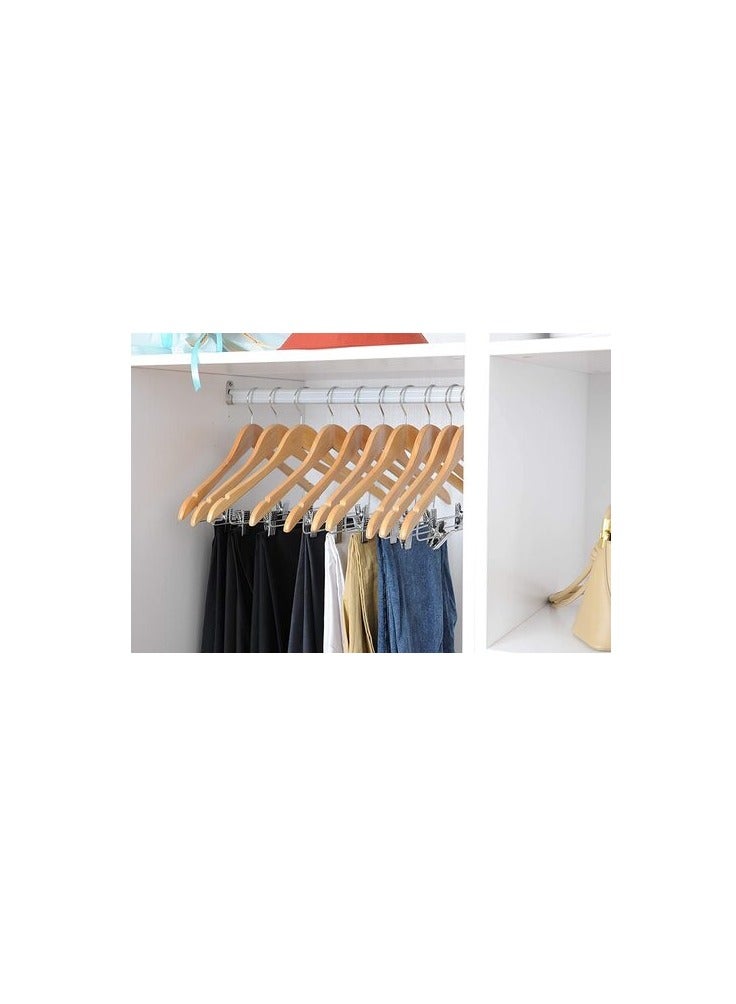 Red Dot Gift Wooden Skirt Hangers With Clips, 10-Pack Smooth Solid Wood Pants Hangers With Durable Adjustable Metal Clips, Swivel Hook, Coat, Jacket, Blouse Suit Hangers (10)
