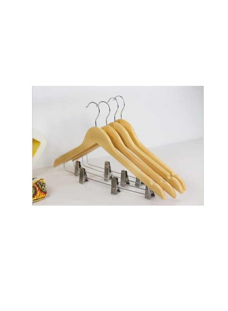 Red Dot Gift Wooden Skirt Hangers With Clips, 10-Pack Smooth Solid Wood Pants Hangers With Durable Adjustable Metal Clips, Swivel Hook, Coat, Jacket, Blouse Suit Hangers (10)