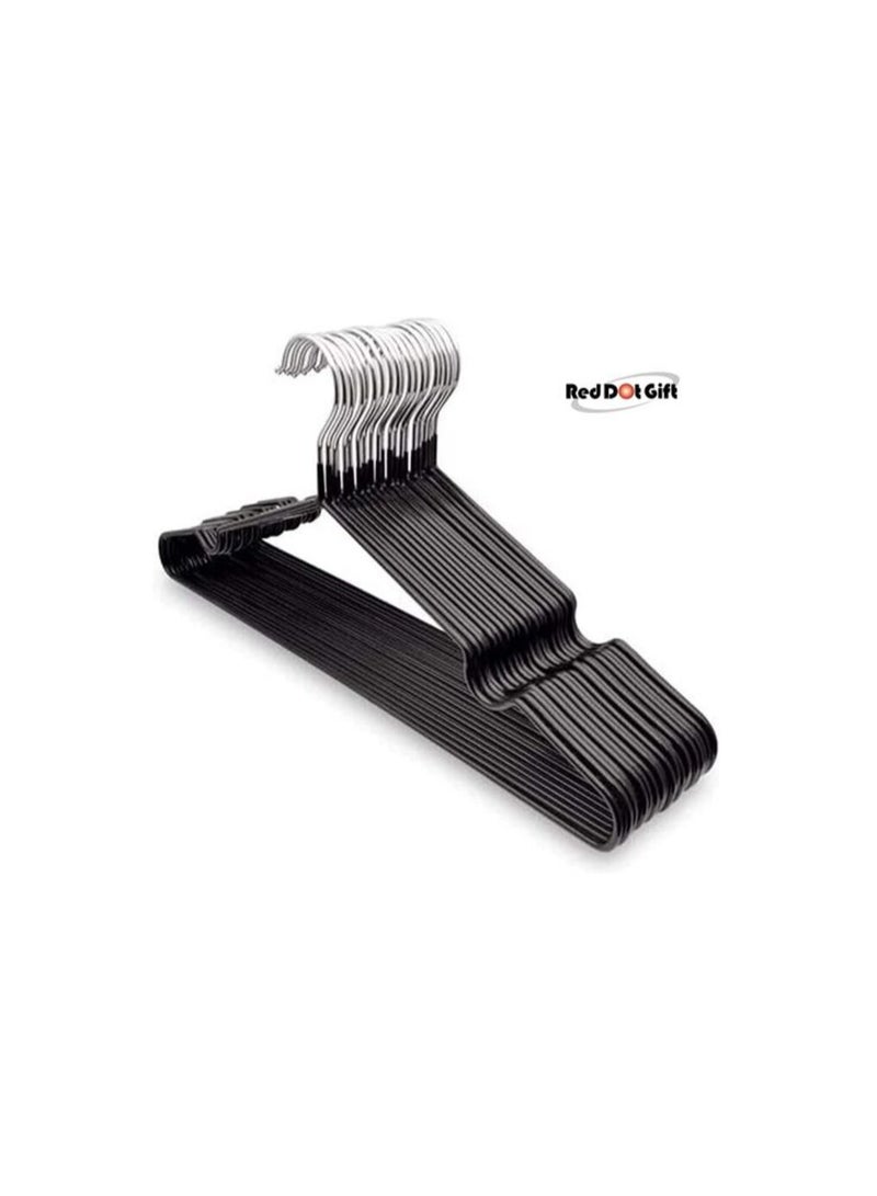 Red Dot Gift Metal Hangers Shirt Hangers Wire Hangers 40cm Strong Anti-Slip Hangers Space Saving Rubber Coated Hangers Heavy Duty Hangers (Black, 50)