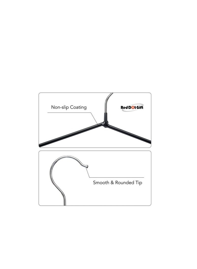 Red Dot Gift Metal Hangers Shirt Hangers Wire Hangers 40cm Strong Anti-Slip Hangers Space Saving Rubber Coated Hangers Heavy Duty Hangers (Black, 50)