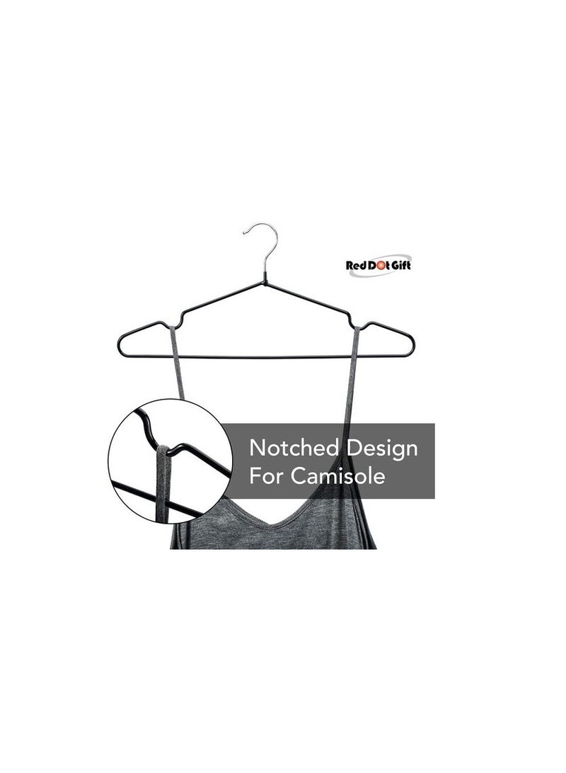 Red Dot Gift Metal Hangers Shirt Hangers Wire Hangers 40cm Strong Anti-Slip Hangers Space Saving Rubber Coated Hangers Heavy Duty Hangers (Black, 50)
