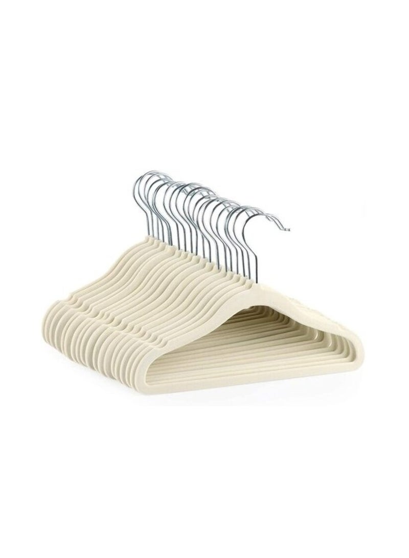 Red Dot Gift 100-Pack Kids Non-Slip Velvet Hangers - ( 35Cm / 14 Inch )Nursery Clothes Hangers, Toddler Hangers, 360 Chrome Swivel Hook (Beige, 100)