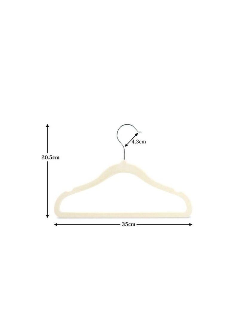 Red Dot Gift 100-Pack Kids Non-Slip Velvet Hangers - ( 35Cm / 14 Inch )Nursery Clothes Hangers, Toddler Hangers, 360 Chrome Swivel Hook (Beige, 100)