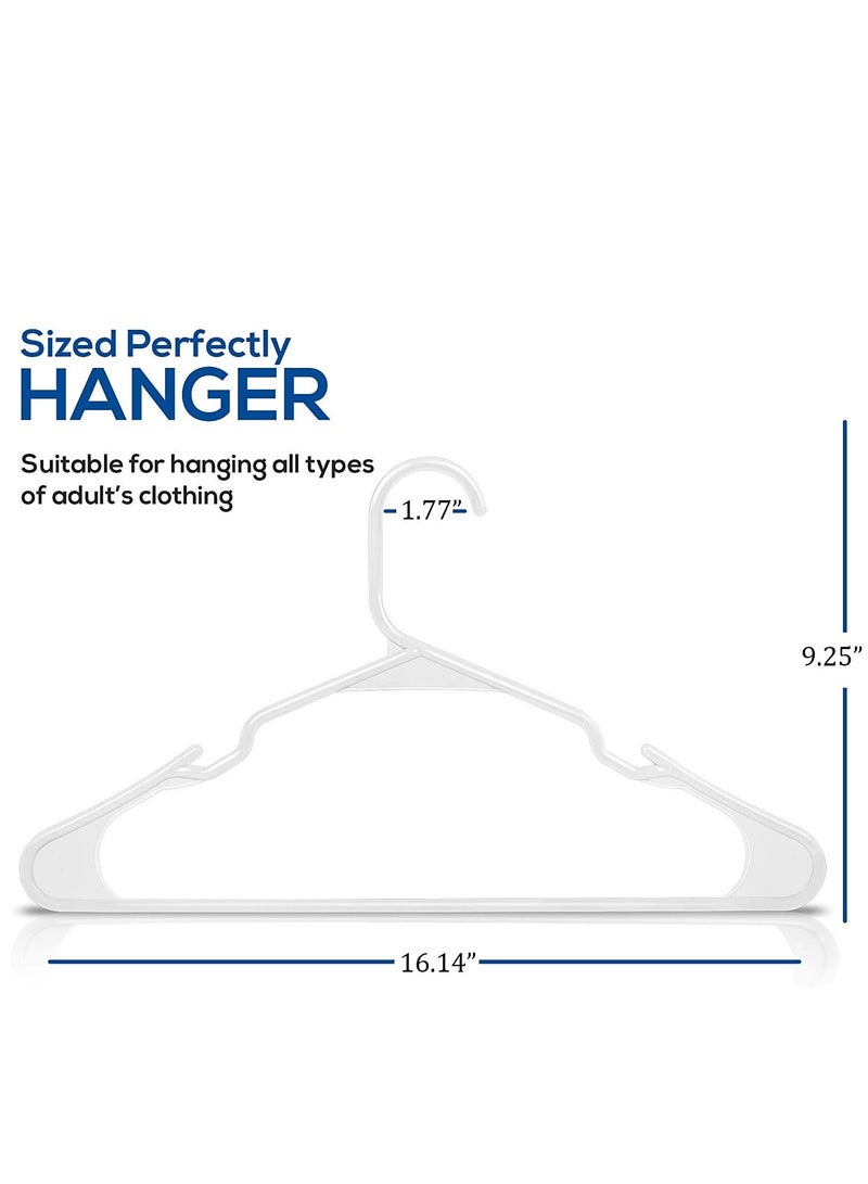 Hanger Pack of 50 Plastic Hangers Space Saving Durable Hangers with Shoulder Recesses White