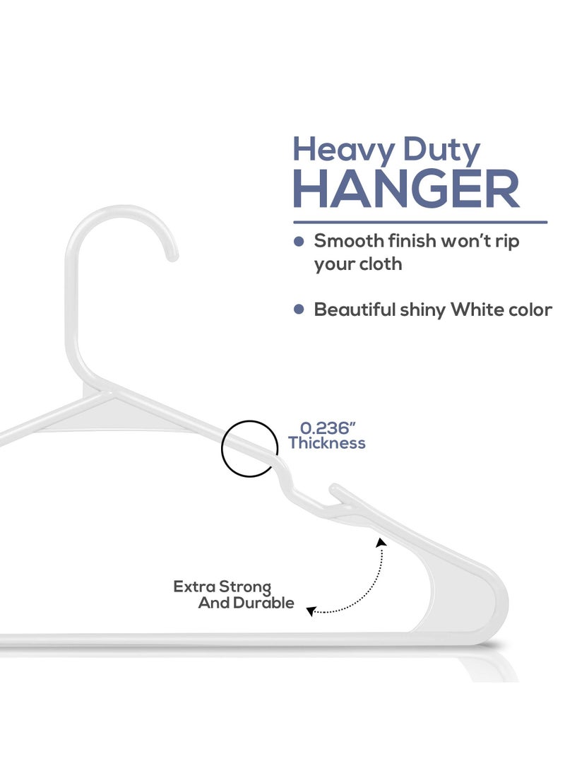 Hanger Pack of 50 Plastic Hangers Space Saving Durable Hangers with Shoulder Recesses White