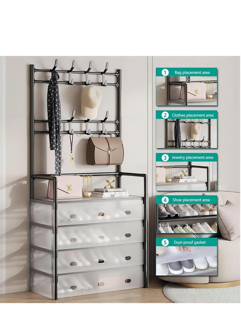 COOLBABY Multi-layer Shoe and Hat Rack - Easy Assembly, Economical Dustproof Storage, Space-Saving Hanging Closet Organizer for Bedroom, Dorm, and Entryway