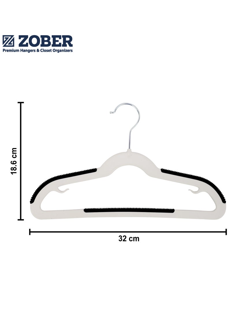 ZOBER Non-Slip Rubber Pad Kids Hangers, Premium Quality Plastic Hangers | 360º Swivel Hook | Heavy Duty Space Saving Clothes Hanger for kids, Shirt, Coat, Pant, Children Closet (WHITE)