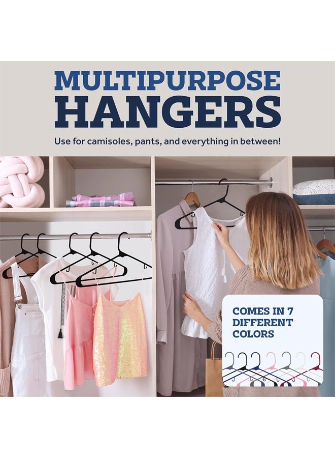 Zober Plastic Hangers 100 Pack - Black Plastic Hangers - Space Saving Clothes Hangers for Shirts, Pants & for Everyday Use - Clothing Hangers with Hooks