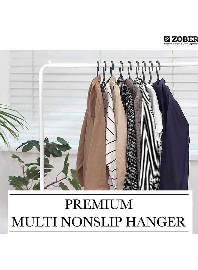 ZOBER Standard White Plastic Hangers | Pack of 50 | With Strap Hooks, Durable & Slim, Light-Weight | For Shirts, Pants, Dresses | Hangs upto 5.5 lbs