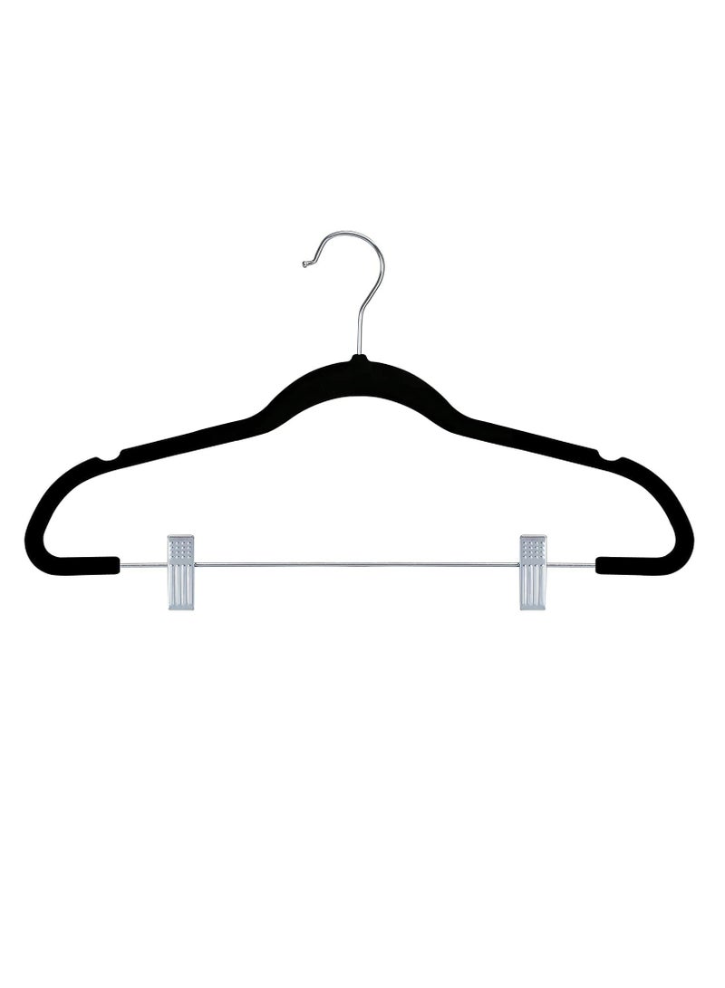 Non-Slip Velvet Hangers - Suit Hangers (20 Pack) Ultra Thin Space Saving 360 Degree Swivel Hook Clothes Hangers Hold Up-to 10 Lbs, for Coats, Jackets, Pants, Dress Clothe- Metal CLip 20pcs White