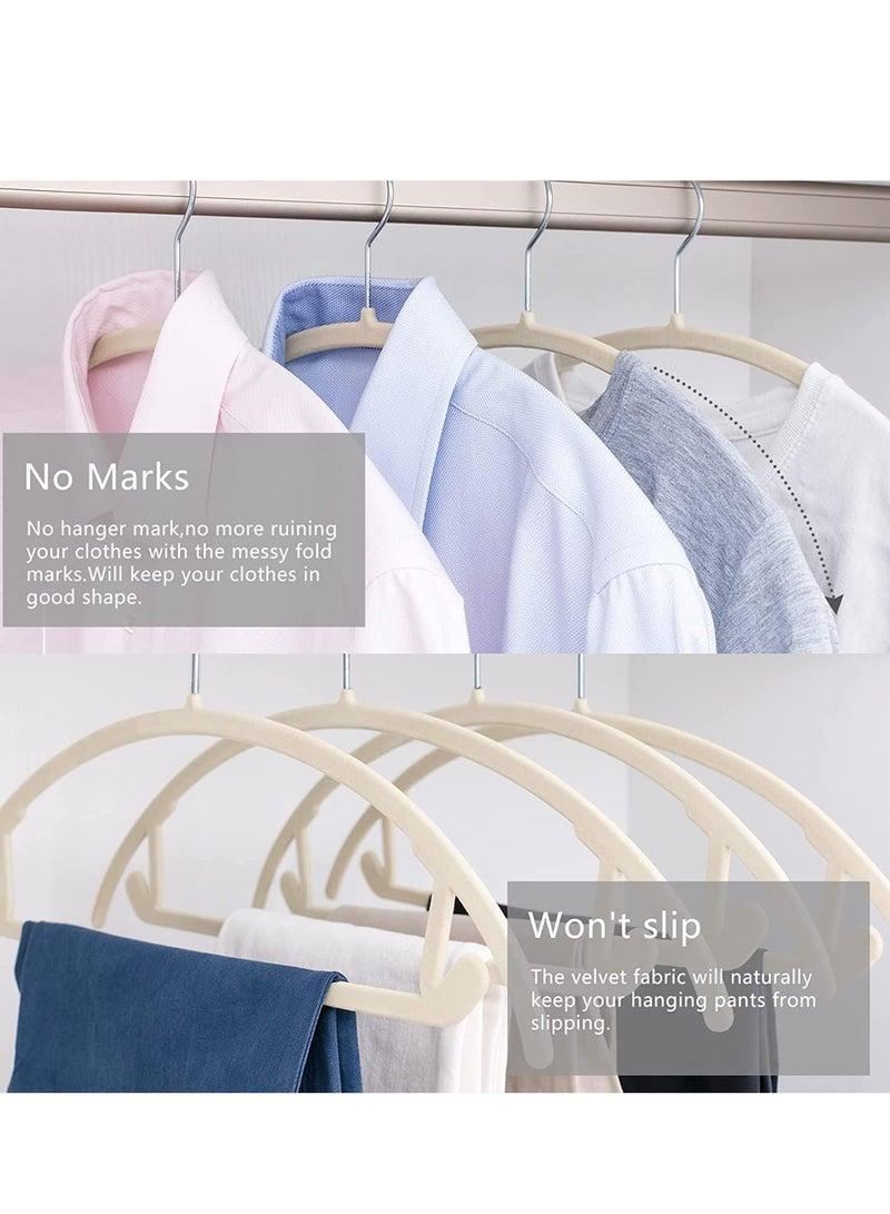 Non-Slip Velvet Hangers - Suit Hangers (50 Pack) Ultra Thin Space Saving 360 Degree Swivel Hook Clothes Hangers Hold Up-to 10 Lbs, for Coats, Jackets, Pants, Dress Clothe- Curved 50pcs Beige