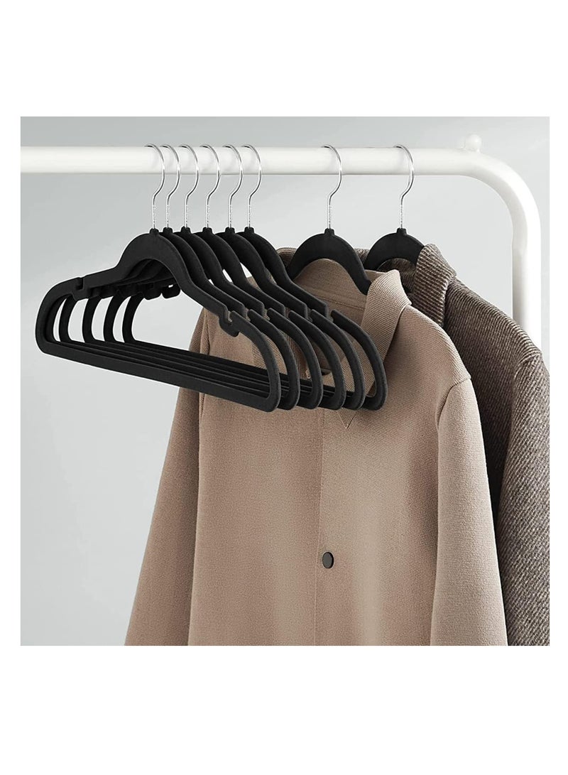 Clothes Hangers (50 Pack) Velvet - Ultra Thin Space Saving Coats Clothes Hangers Non-Slip Suit Hangers with 360 Degree Swivel Hook Hold Up-to 5KG for Jackets, Pants, Dress- 50p Black