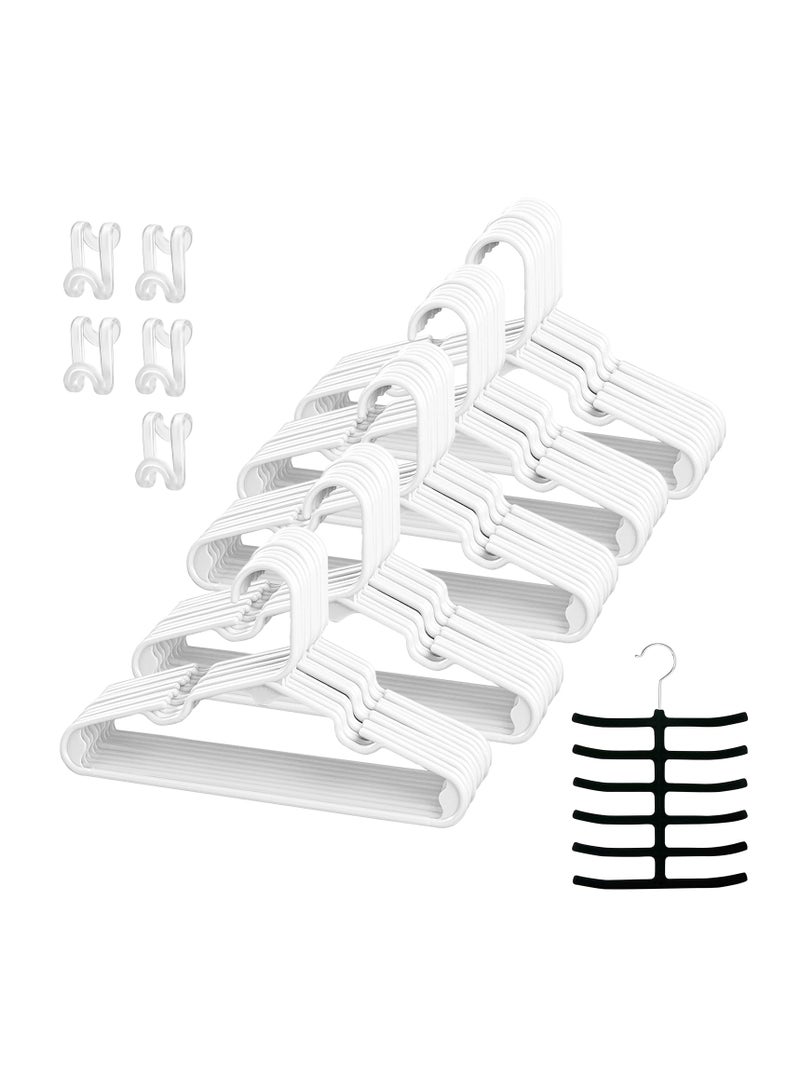 Kids Plastic Clothes Hangers - Suit Hangers (50 Pack) Ultra Thin Space Saving Clothes Hangers Hold Up-to 10 Lbs, for Coats, Jackets, Pants - （Plastic 50pcs） White